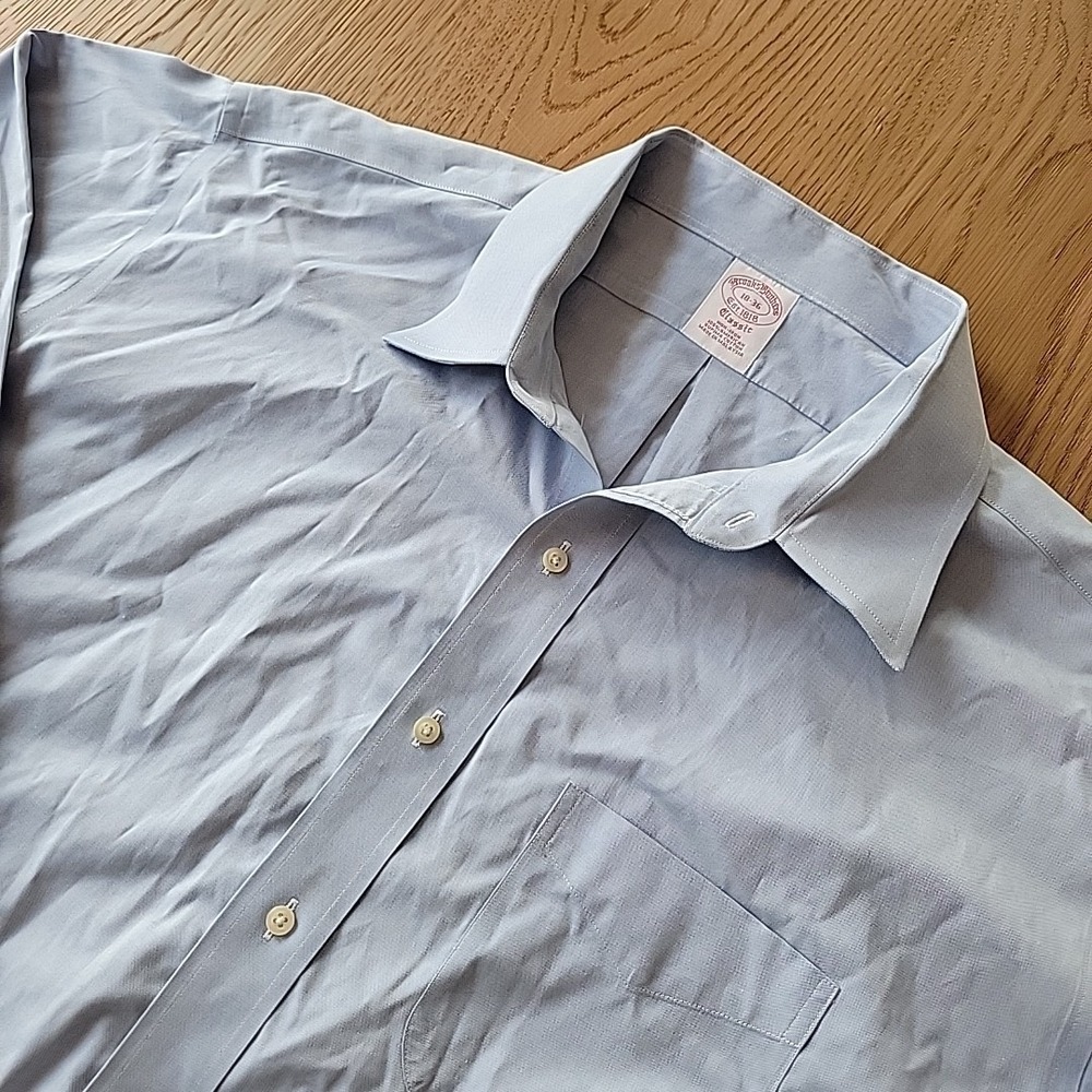 Brooks Brothers Shirt Men's 18 36 Blue Oxford Button Down Long Sleeve Classic
